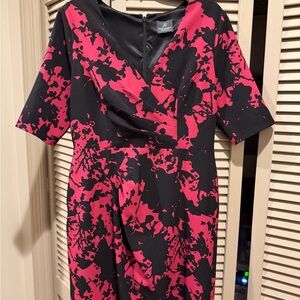 Gorgeous Like New Adrianna Papel Elegant Red-ish Pink and Black Sheath Dress